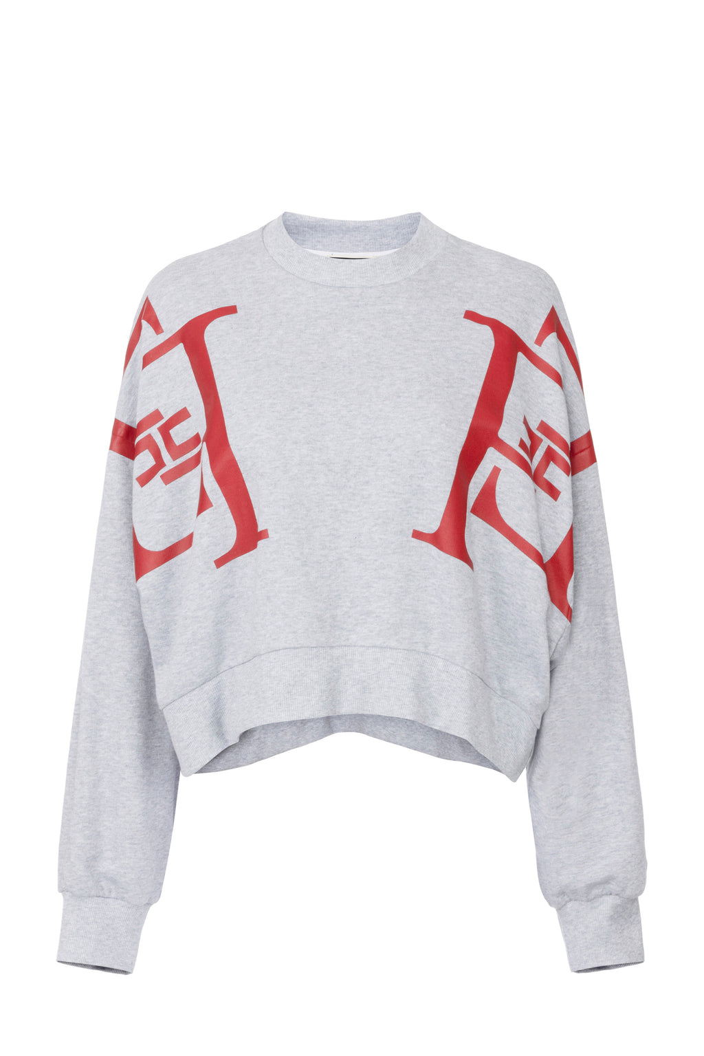 Cotton cropped sweatshirt with maxi logo | LAST PIECE: 40/42/44