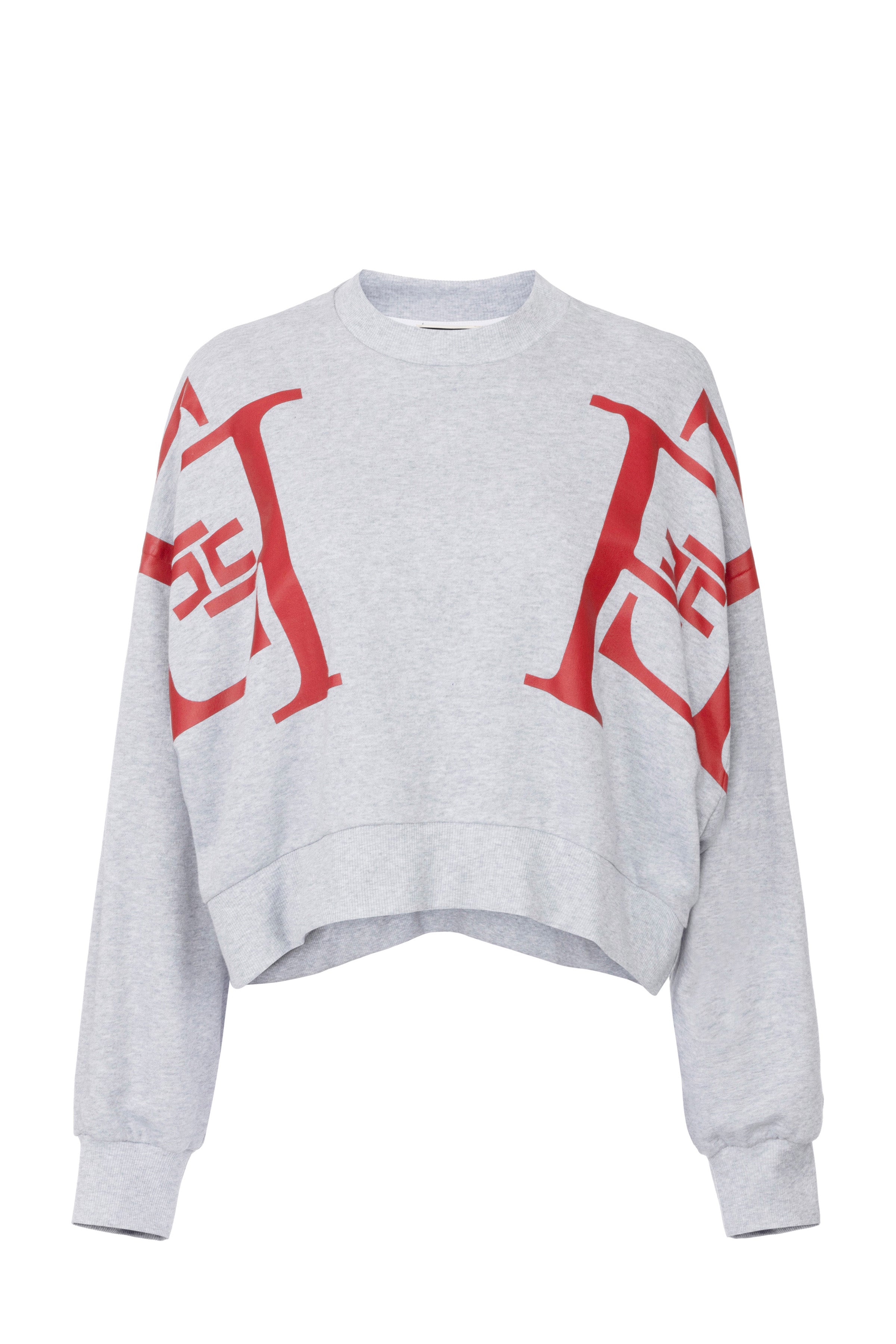 Cotton cropped sweatshirt with maxi logo | LAST PIECE: 40/42/44