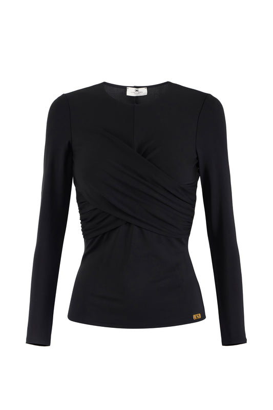 Crêpe jersey top with drape
