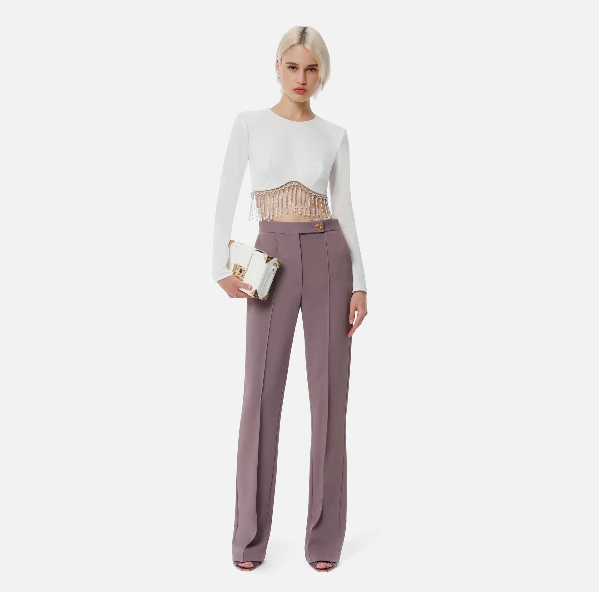 Velvet crop top with beads