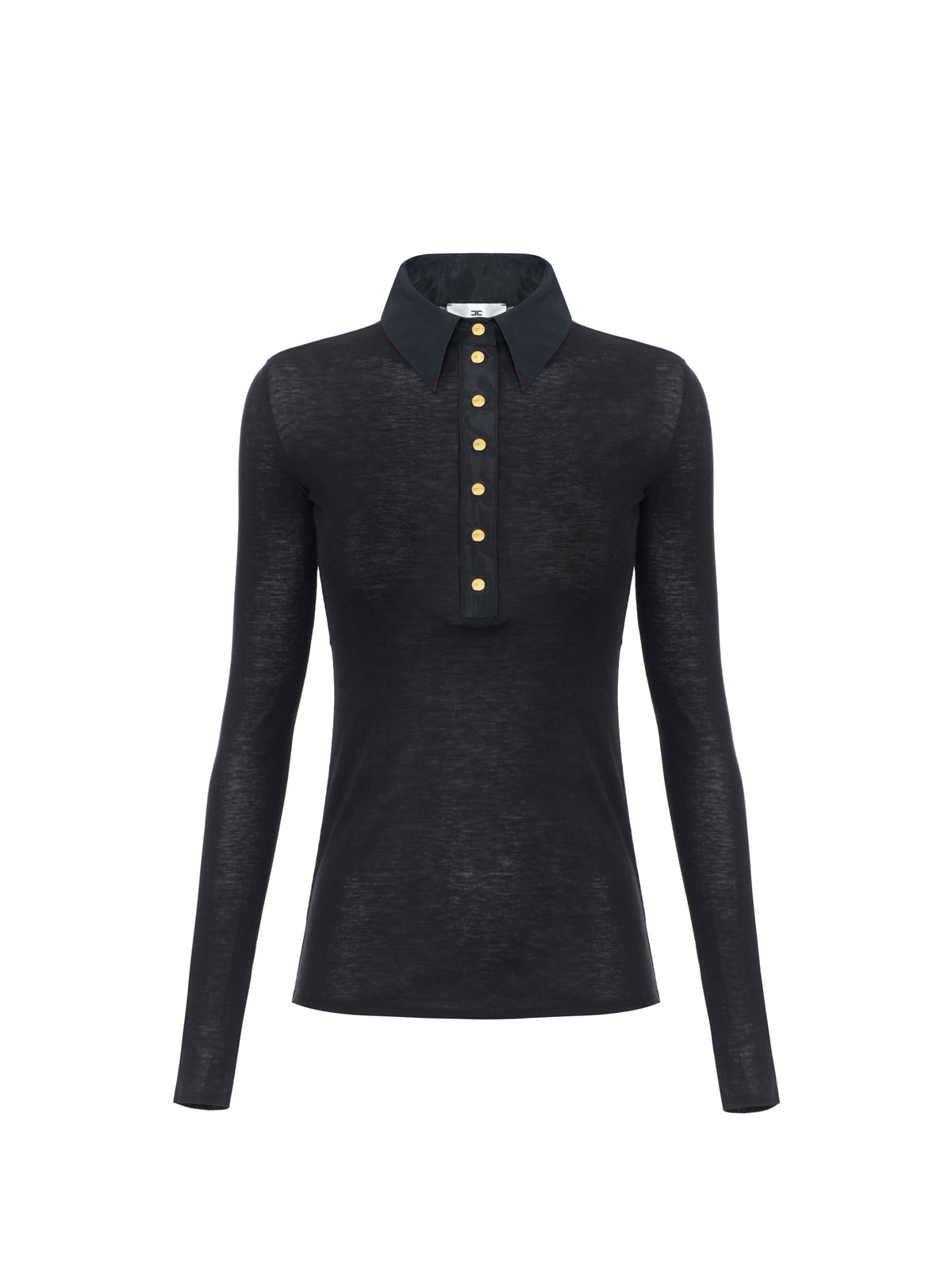 Knit and taffeta polo shirt