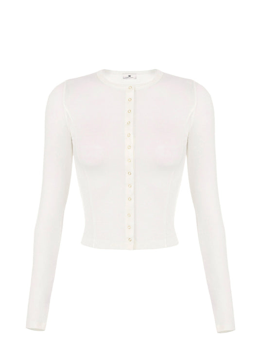 Cardigan in lightweight jersey fabric with embroidered logo