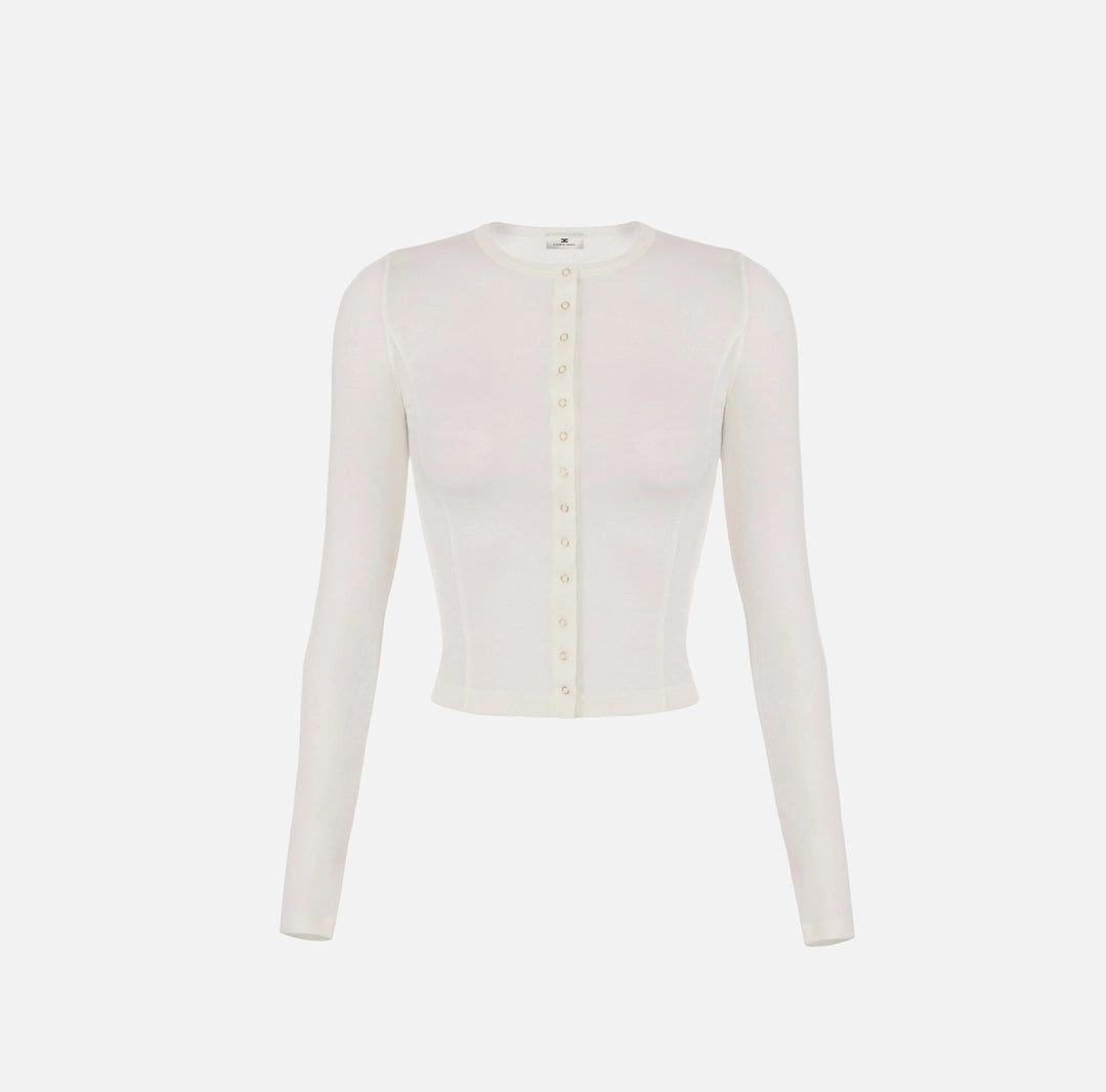 Cardigan in lightweight jersey fabric with embroidered logo