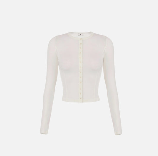 Cardigan in lightweight jersey fabric with embroidered logo