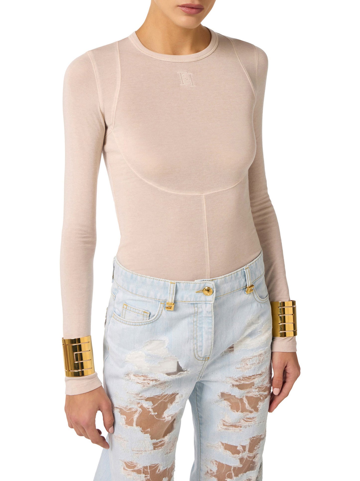 Top in lightweight jersey fabric with embroidered logo