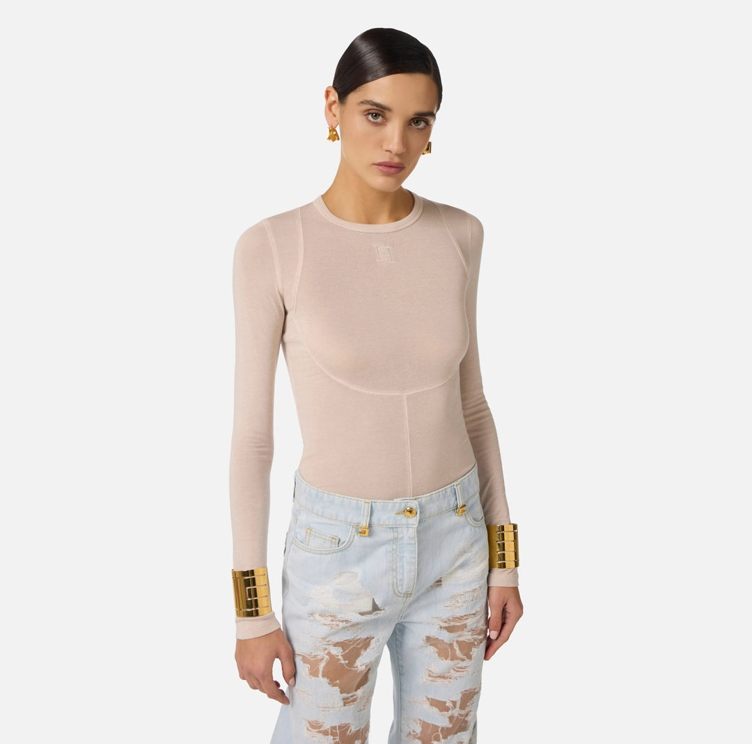 Top in lightweight jersey fabric with embroidered logo