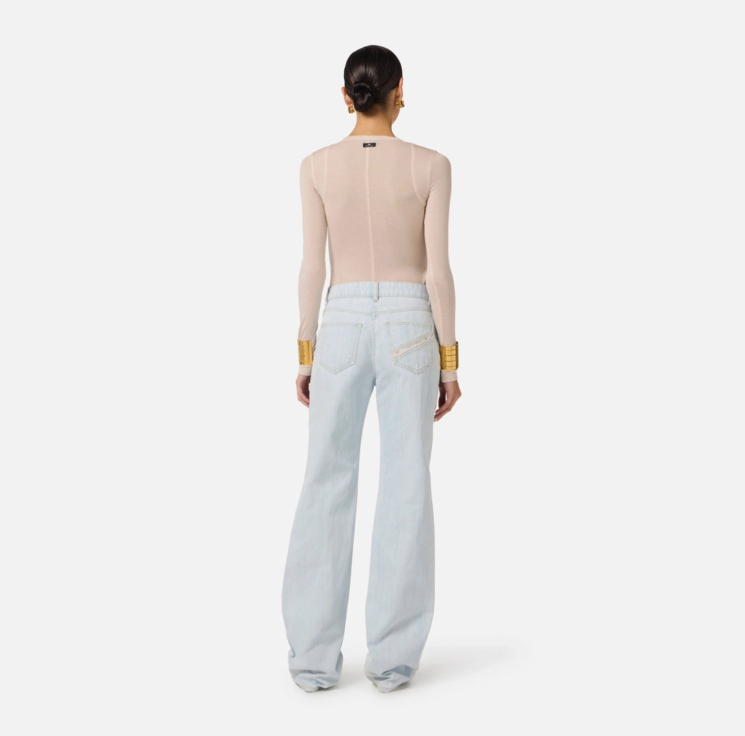 Top in lightweight jersey fabric with embroidered logo