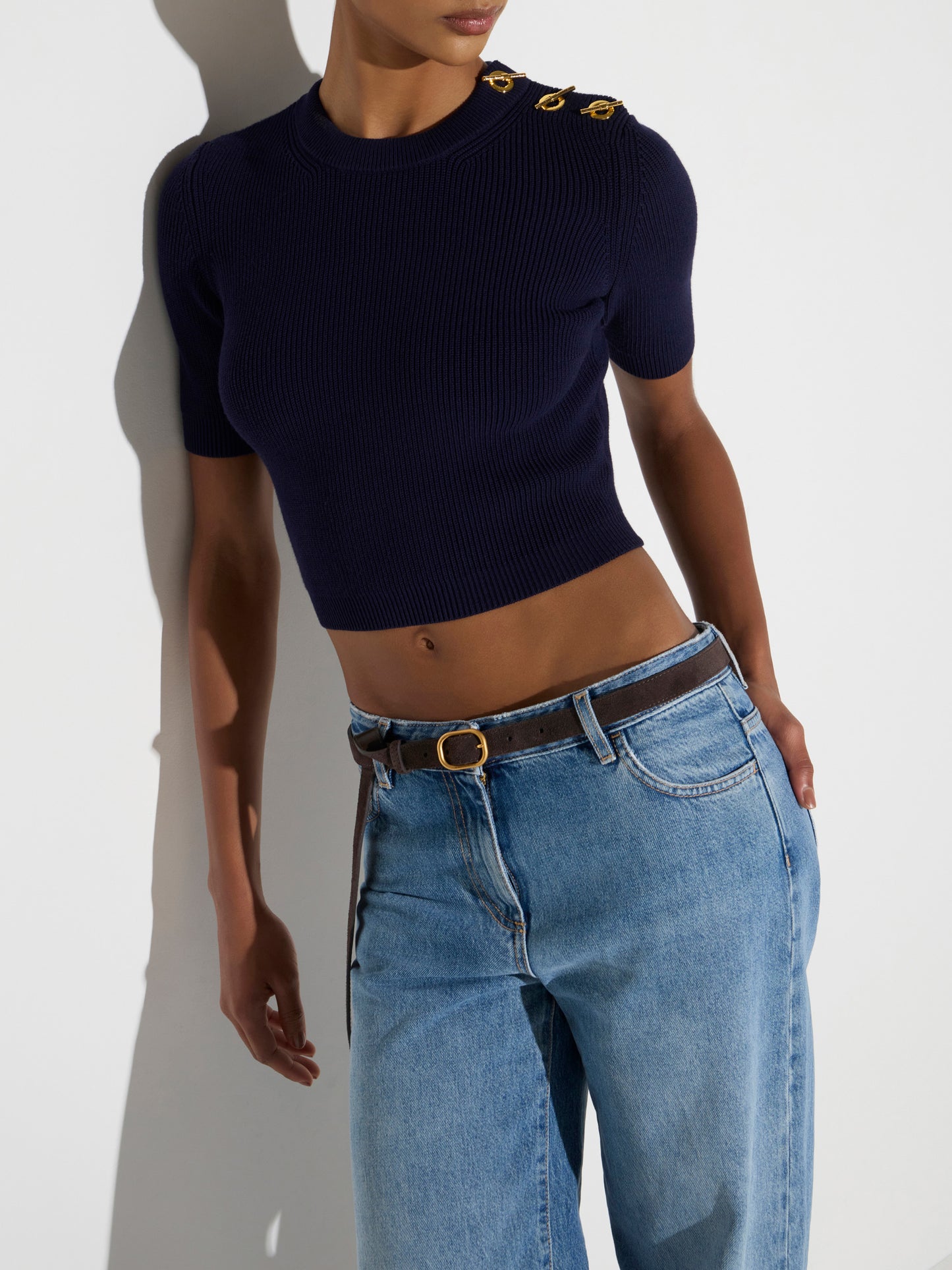 Knit top with jewel details