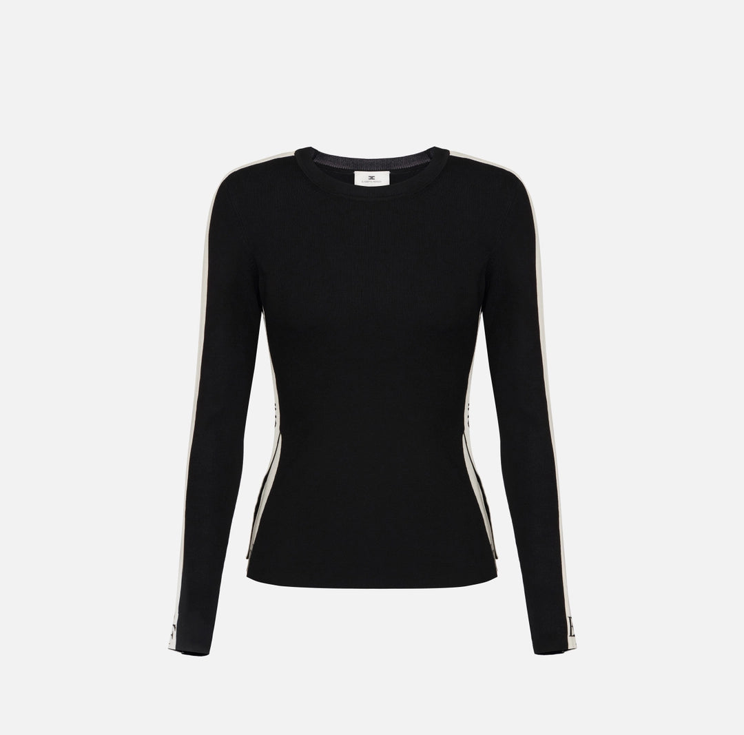 Top in viscose fabric with shiny bands