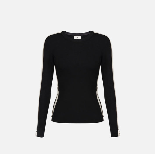 Top in viscose fabric with shiny bands