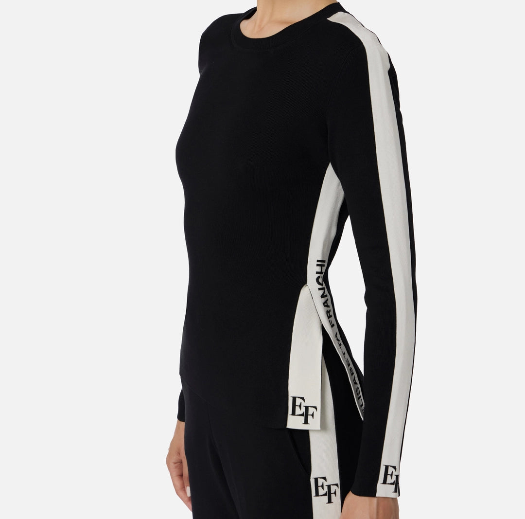 Top in viscose fabric with shiny bands