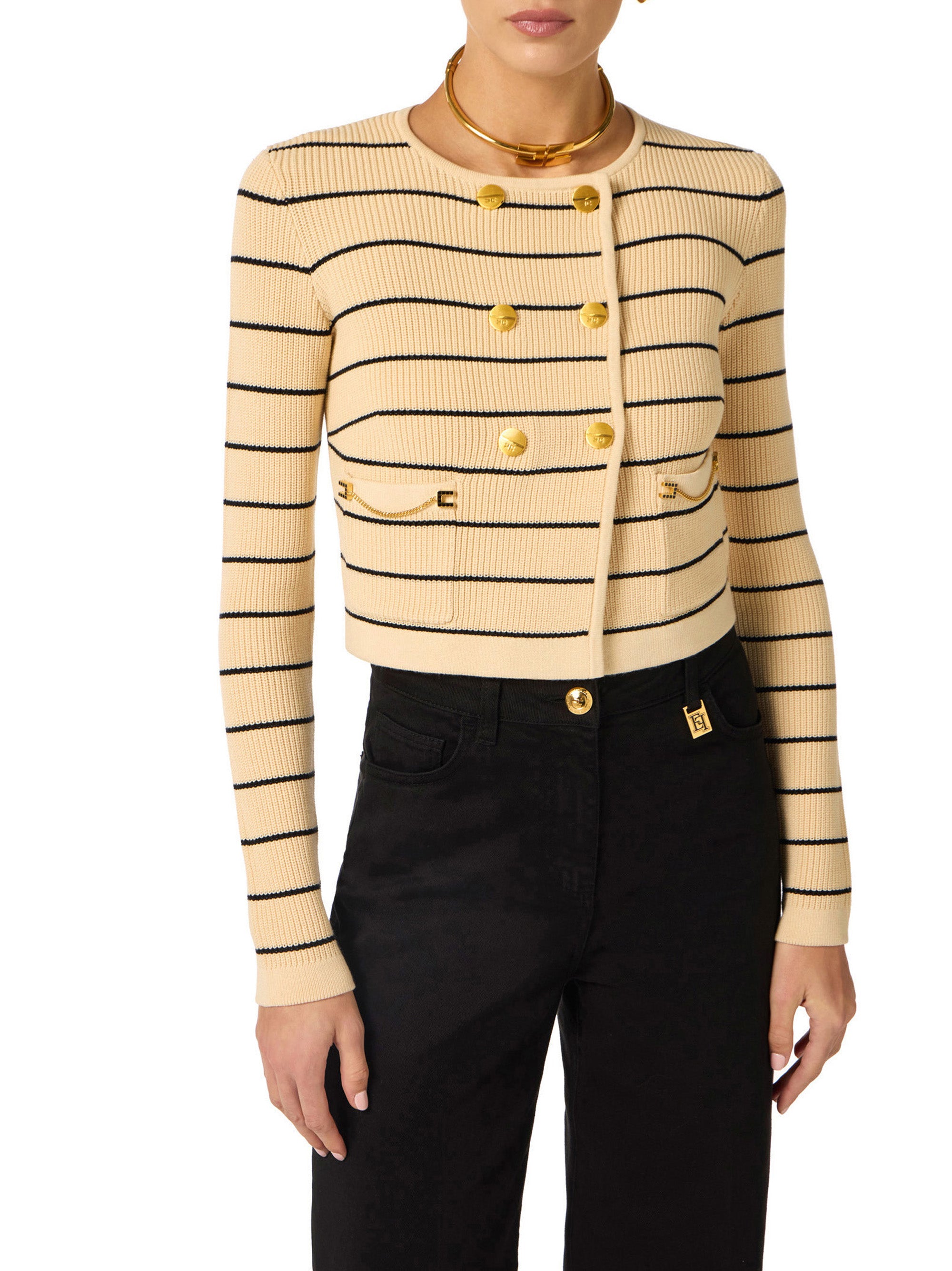 Striped knit cardigan