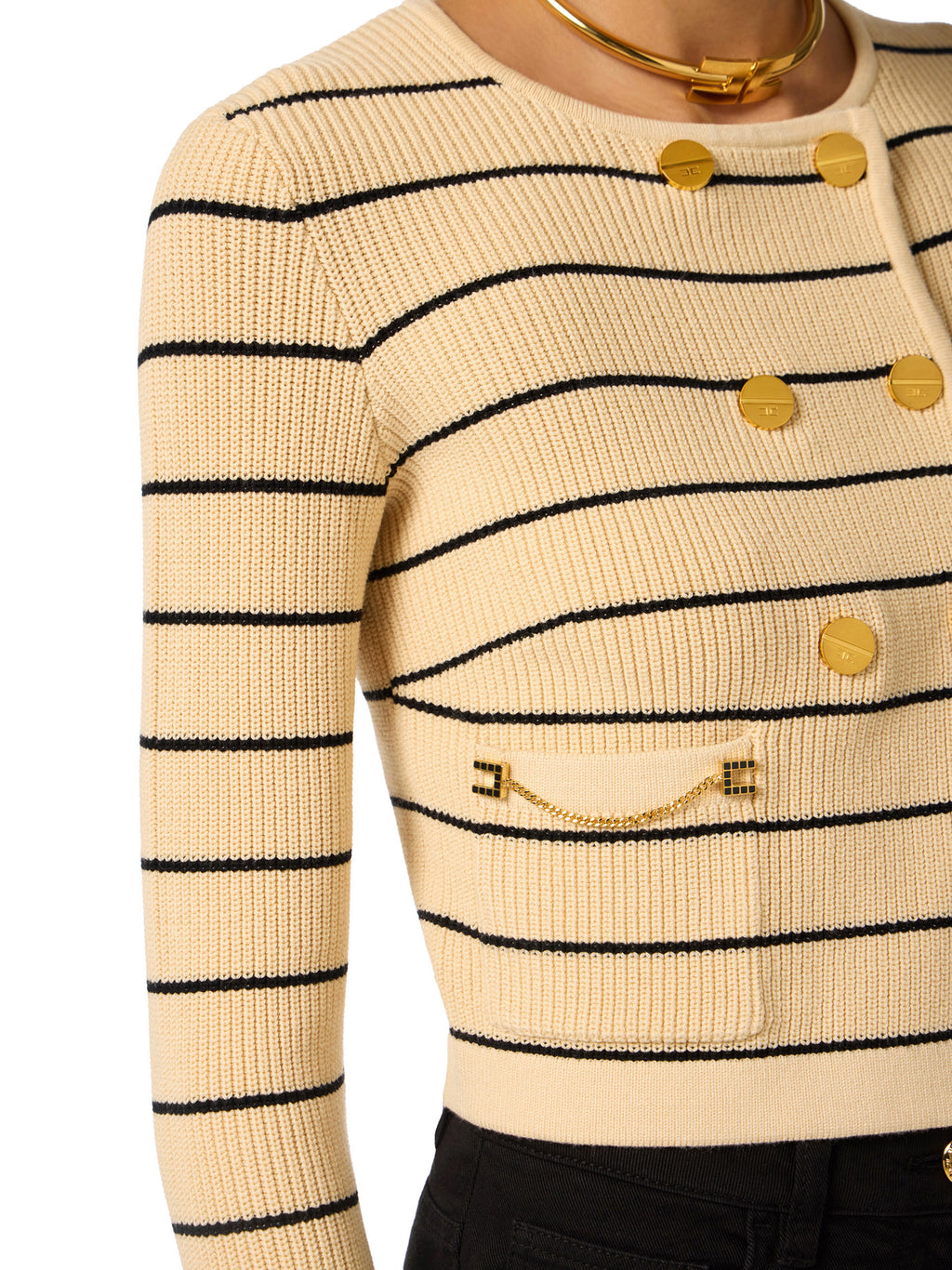 Striped knit cardigan