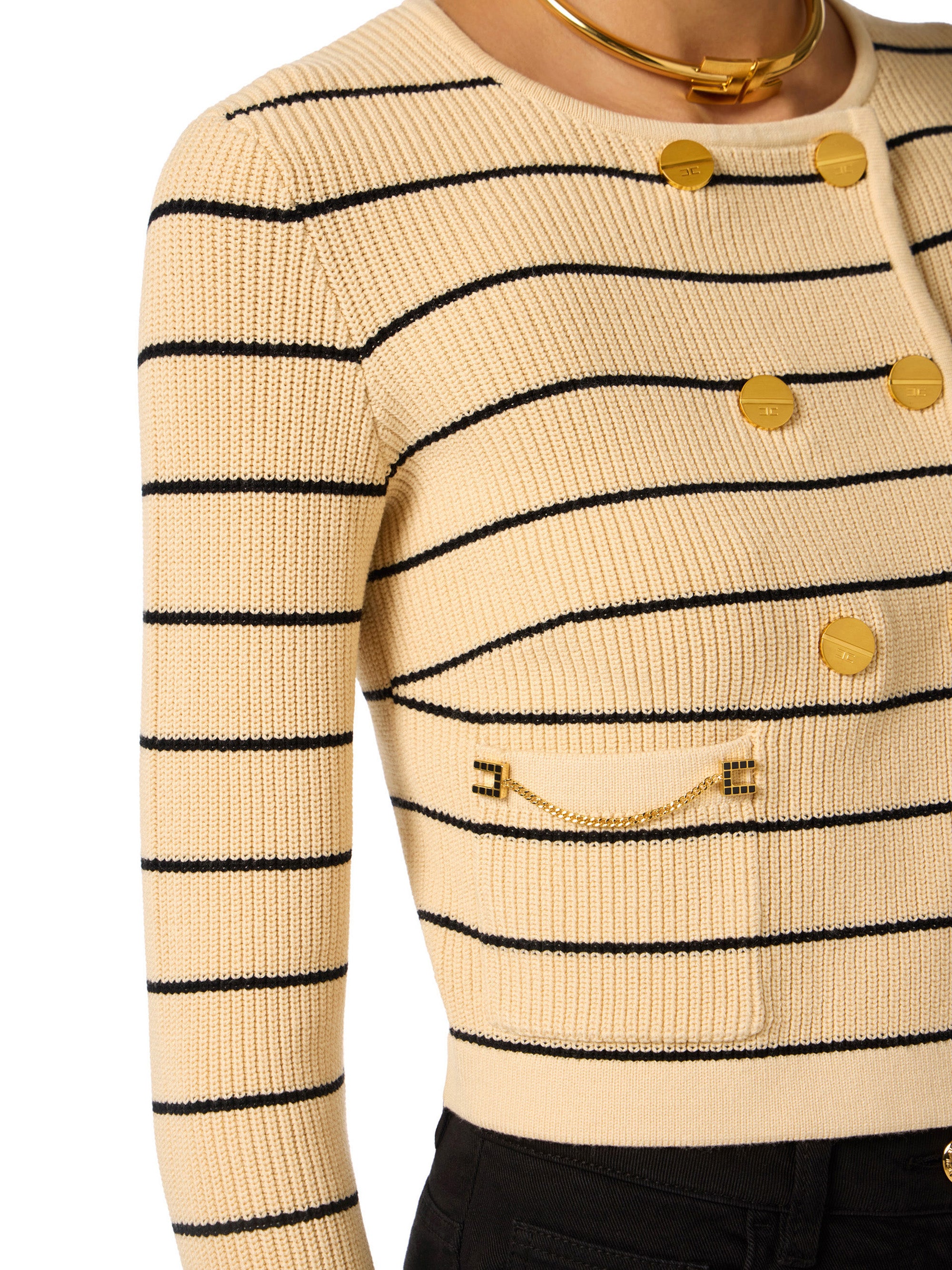 Striped knit cardigan