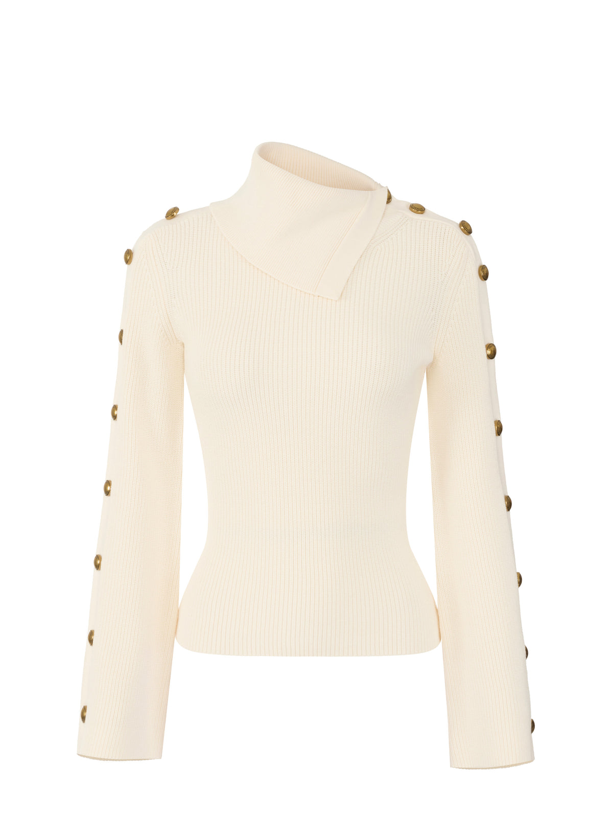 Knit pullover with jewel buttons