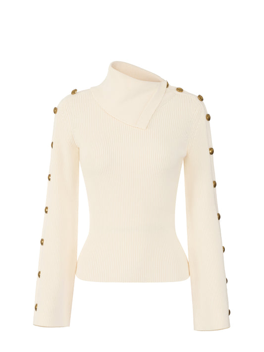 Knit pullover with jewel buttons – luxury fashion at Meranesy