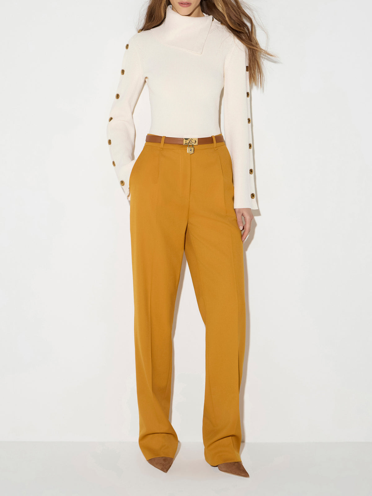 Knit pullover with jewel buttons