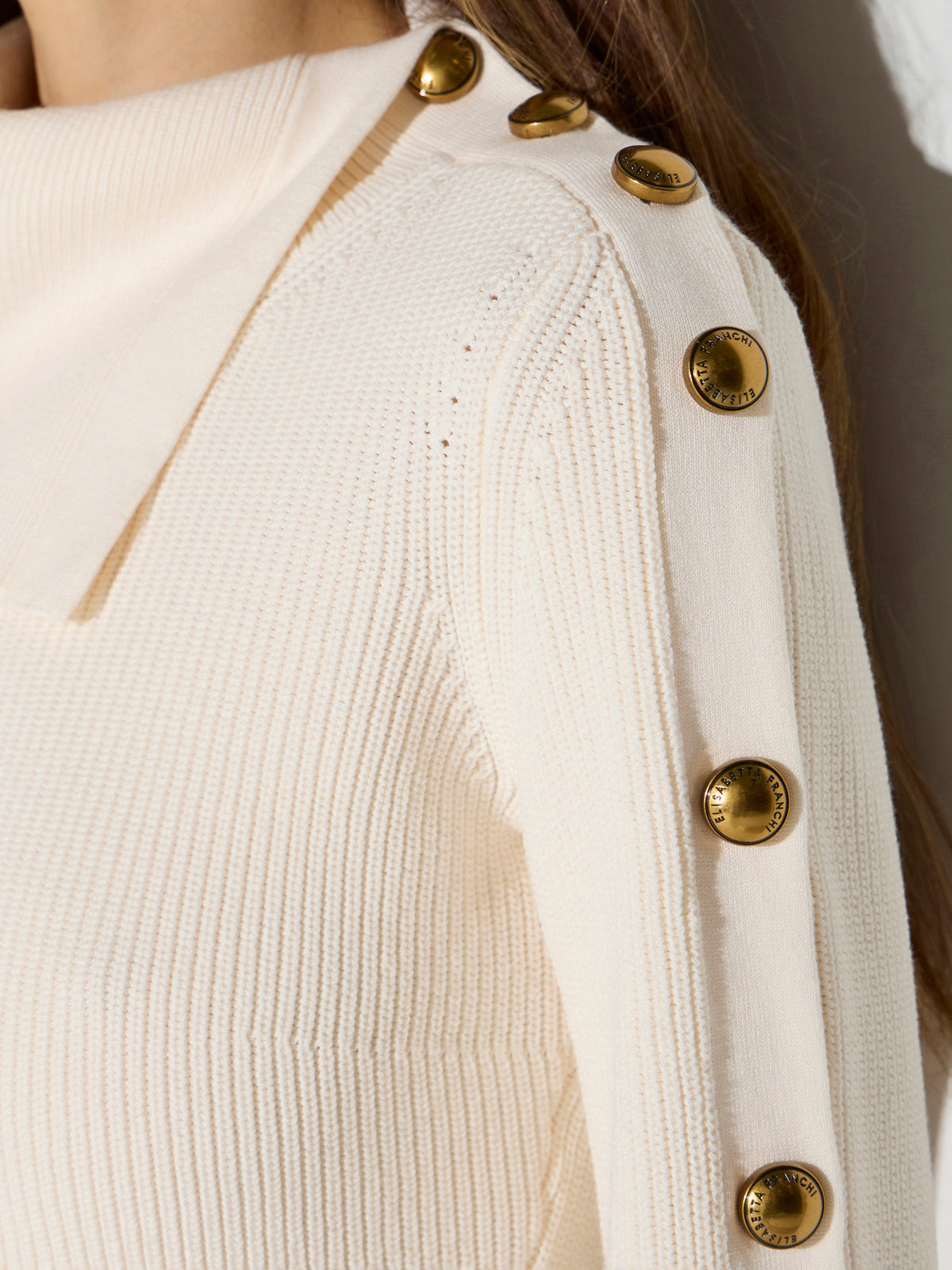 Knit pullover with jewel buttons