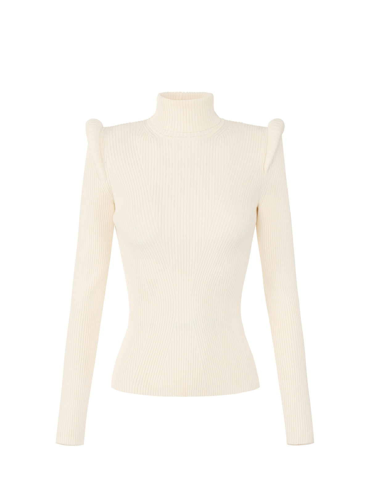 Knit turtleneck top with 3D details