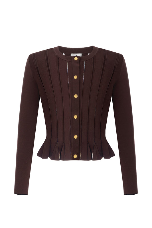 Knit jacket with openwork details