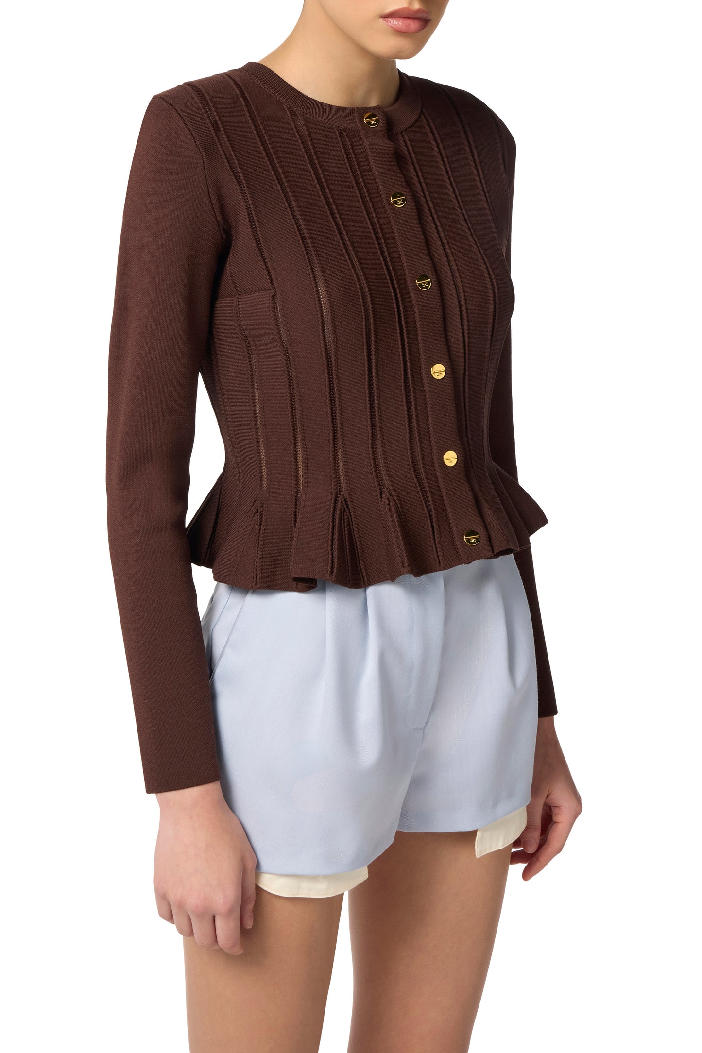 Knit jacket with openwork details