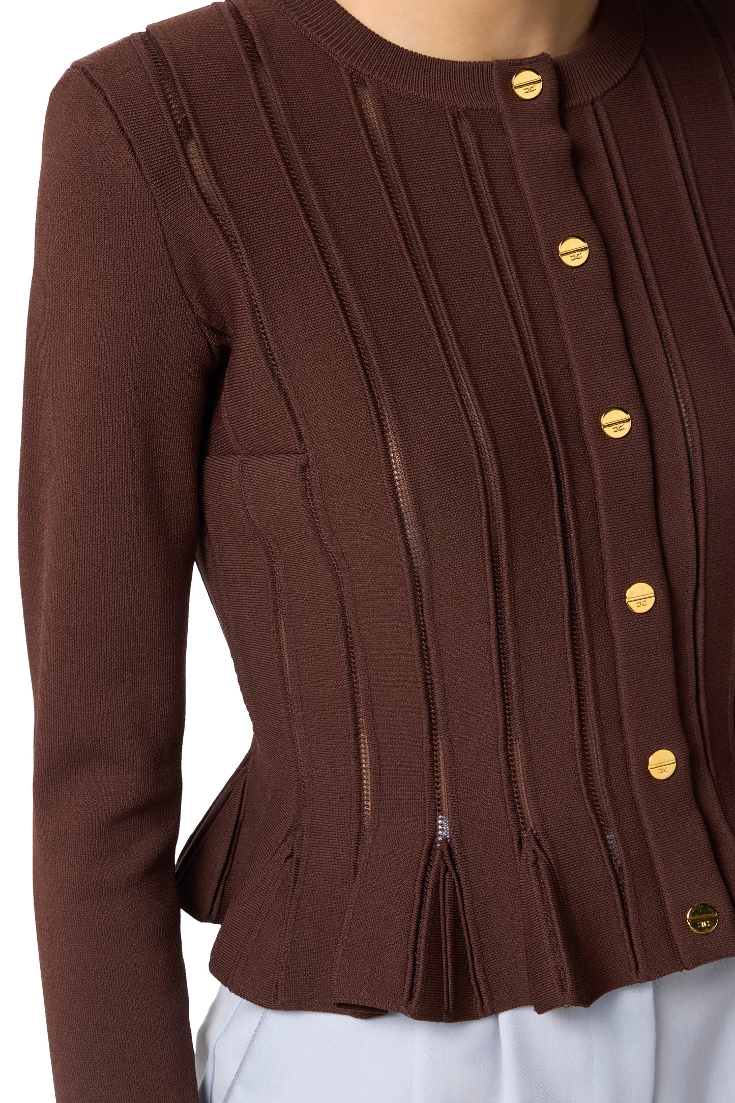 Knit jacket with openwork details