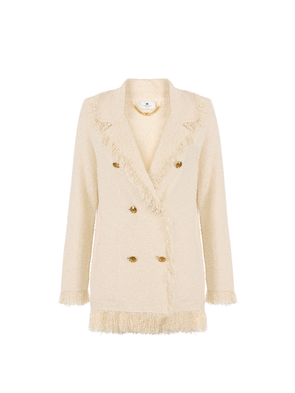 Bouclé knit jacket with fringes