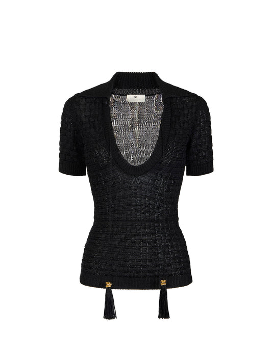 Knit top with tassels