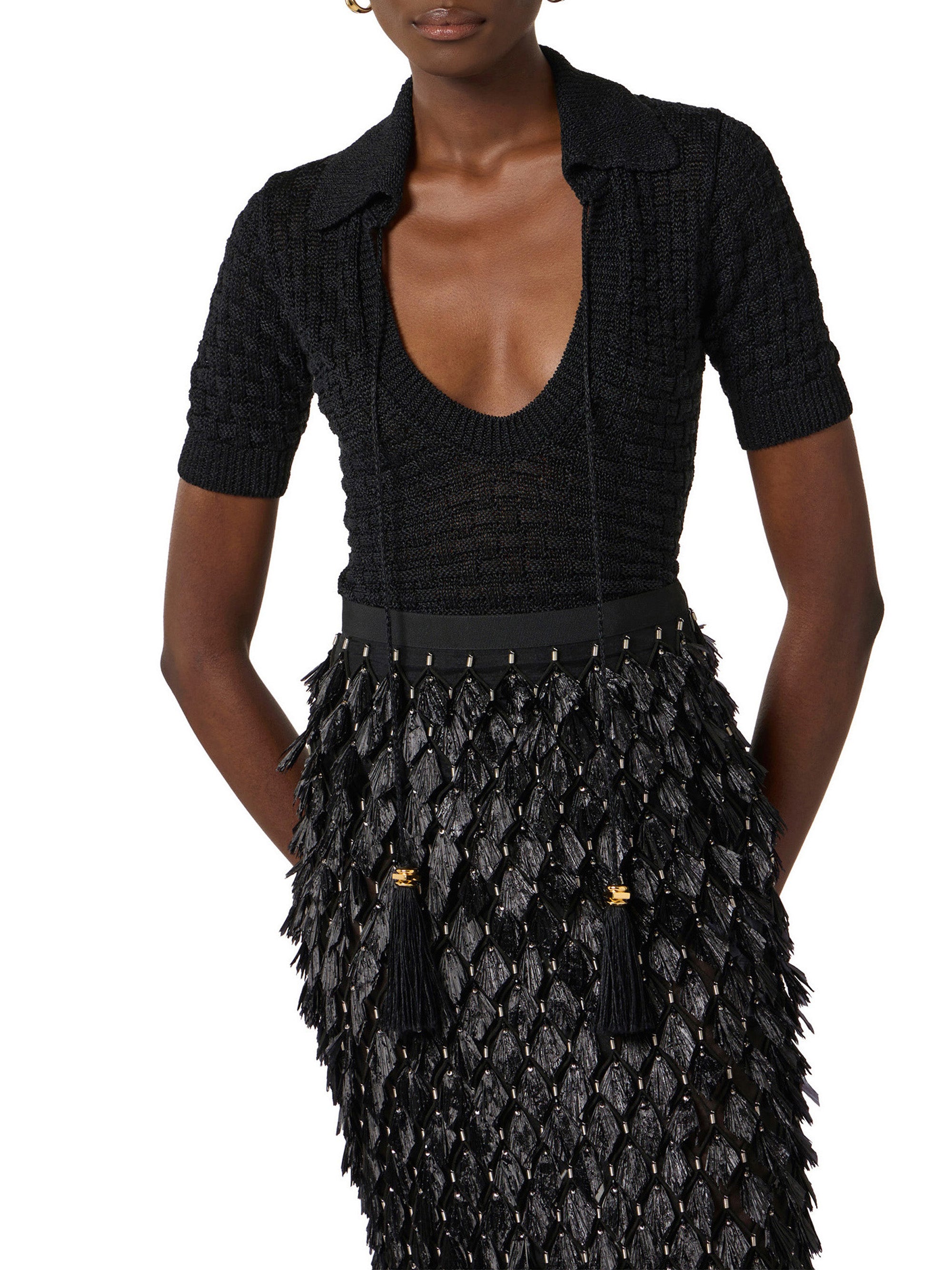 Knit top with tassels