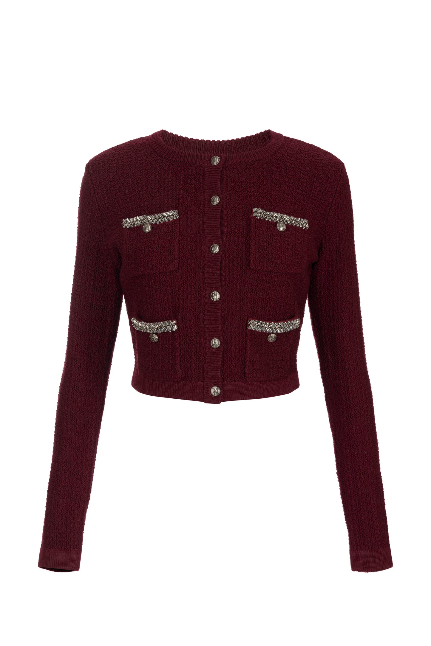 Bouclé wool cardigan with embroidery