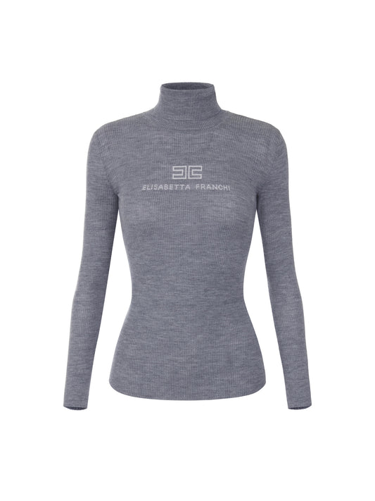 Ribbed knit turtleneck top – luxury fashion at Meranesy