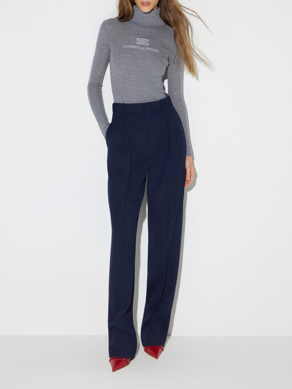 Ribbed knit turtleneck top