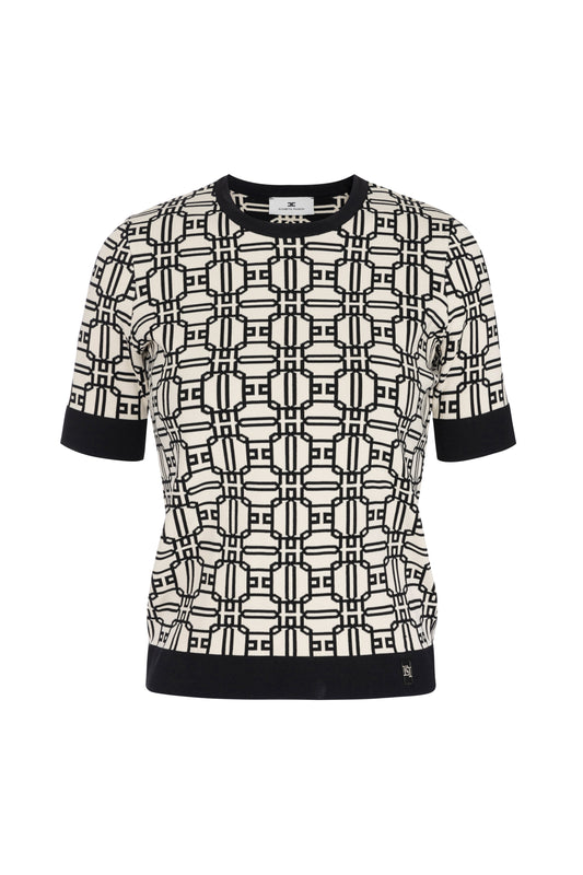 Jacquard viscose logo shirt