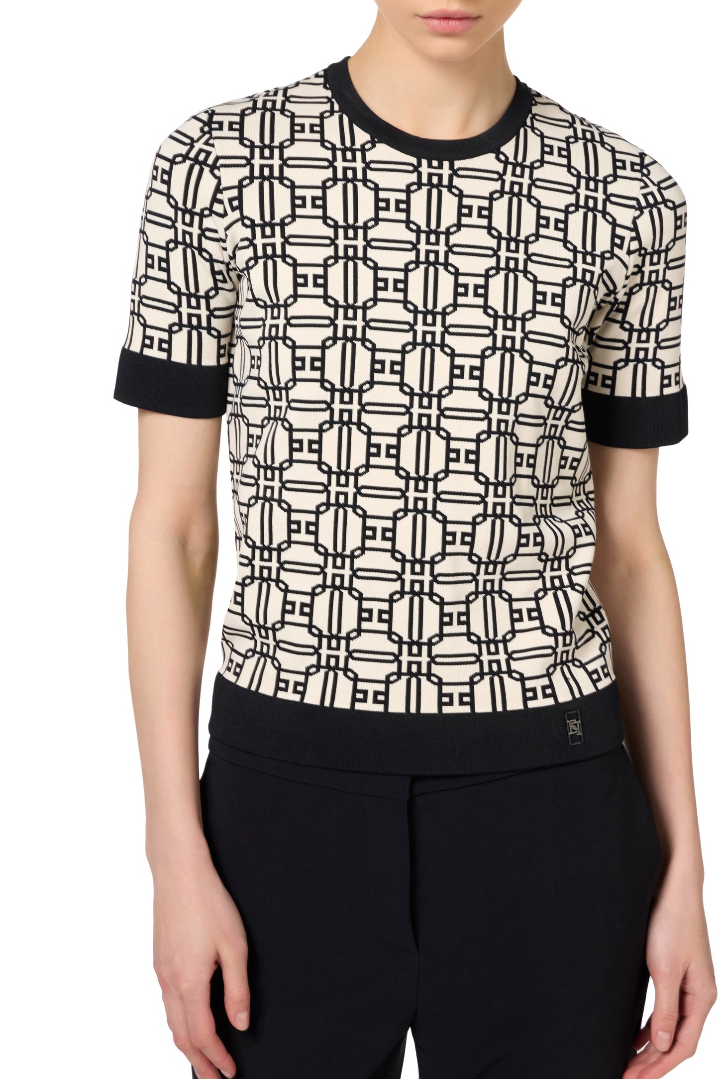 Jacquard viscose logo shirt