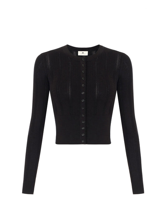 Knit openwork cardigan