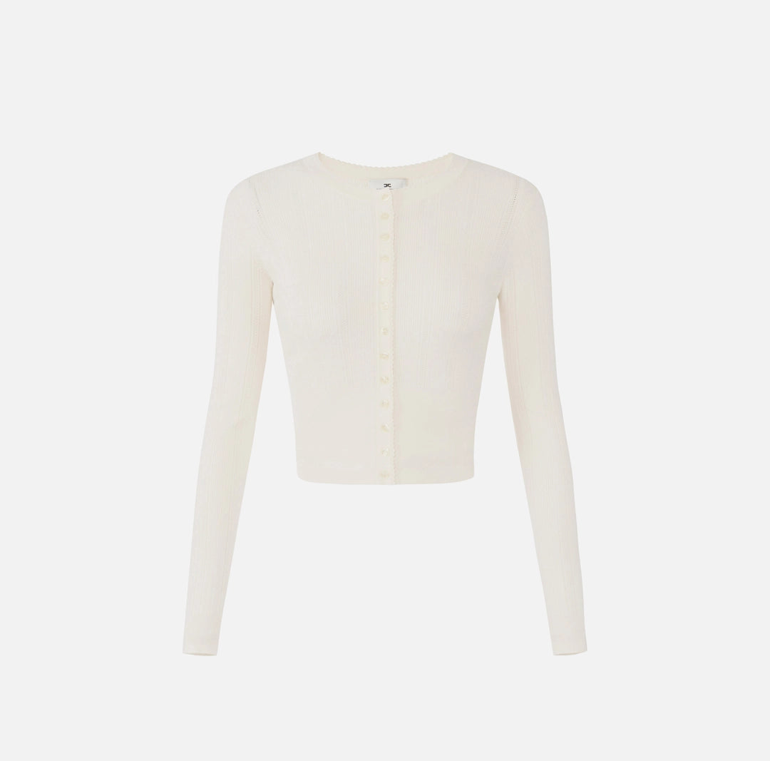 Knit openwork cardigan