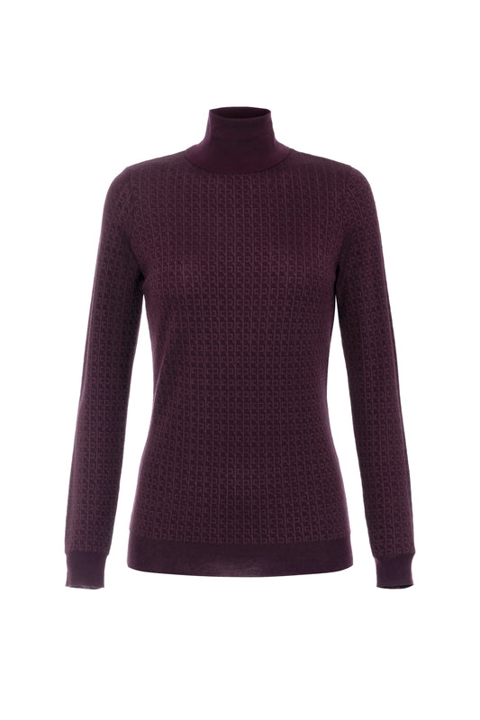 Wool jumper with jacquard micro-logo