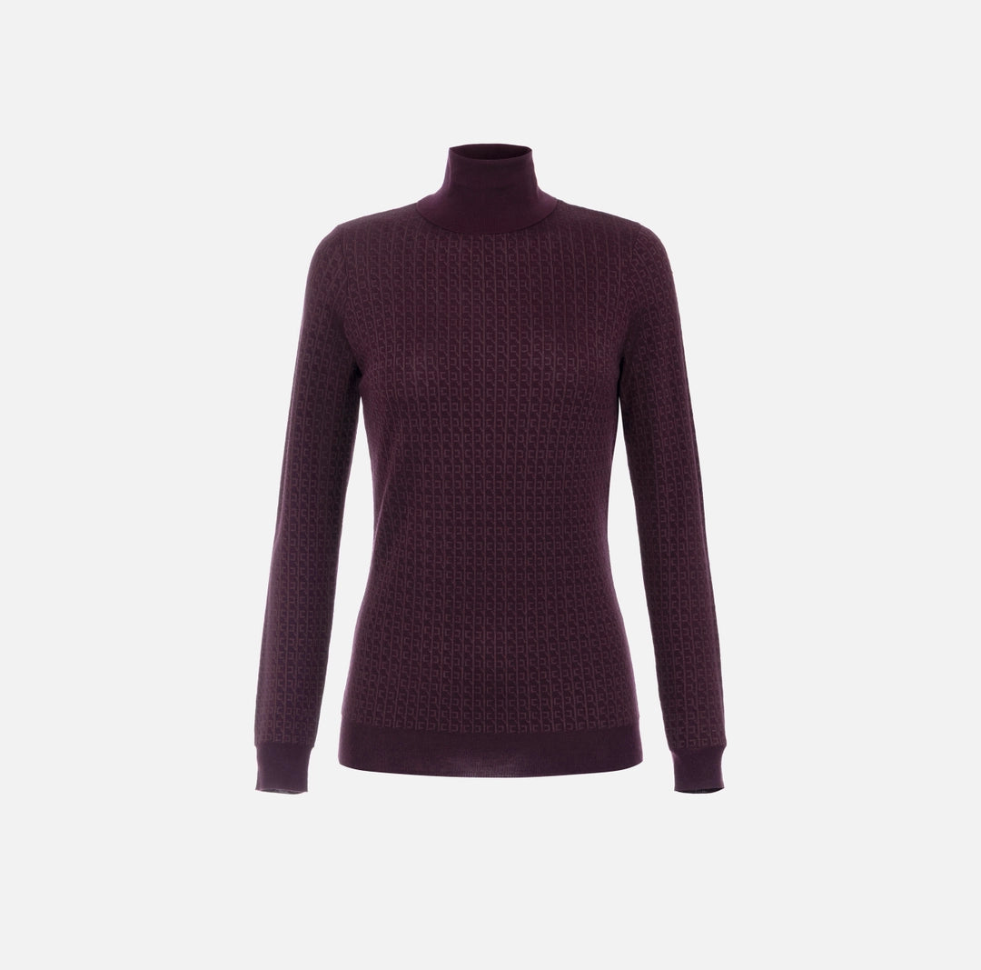 Wool jumper with jacquard micro-logo