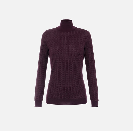 Wool jumper with jacquard micro-logo