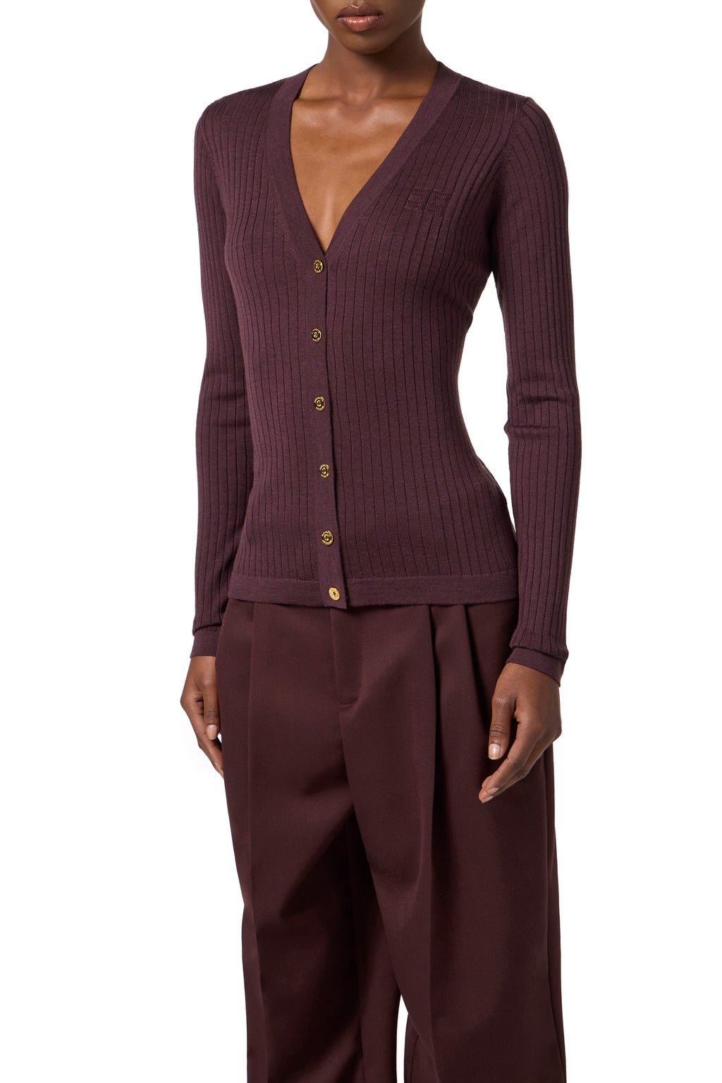 Cashmere blend ribbed cardigan