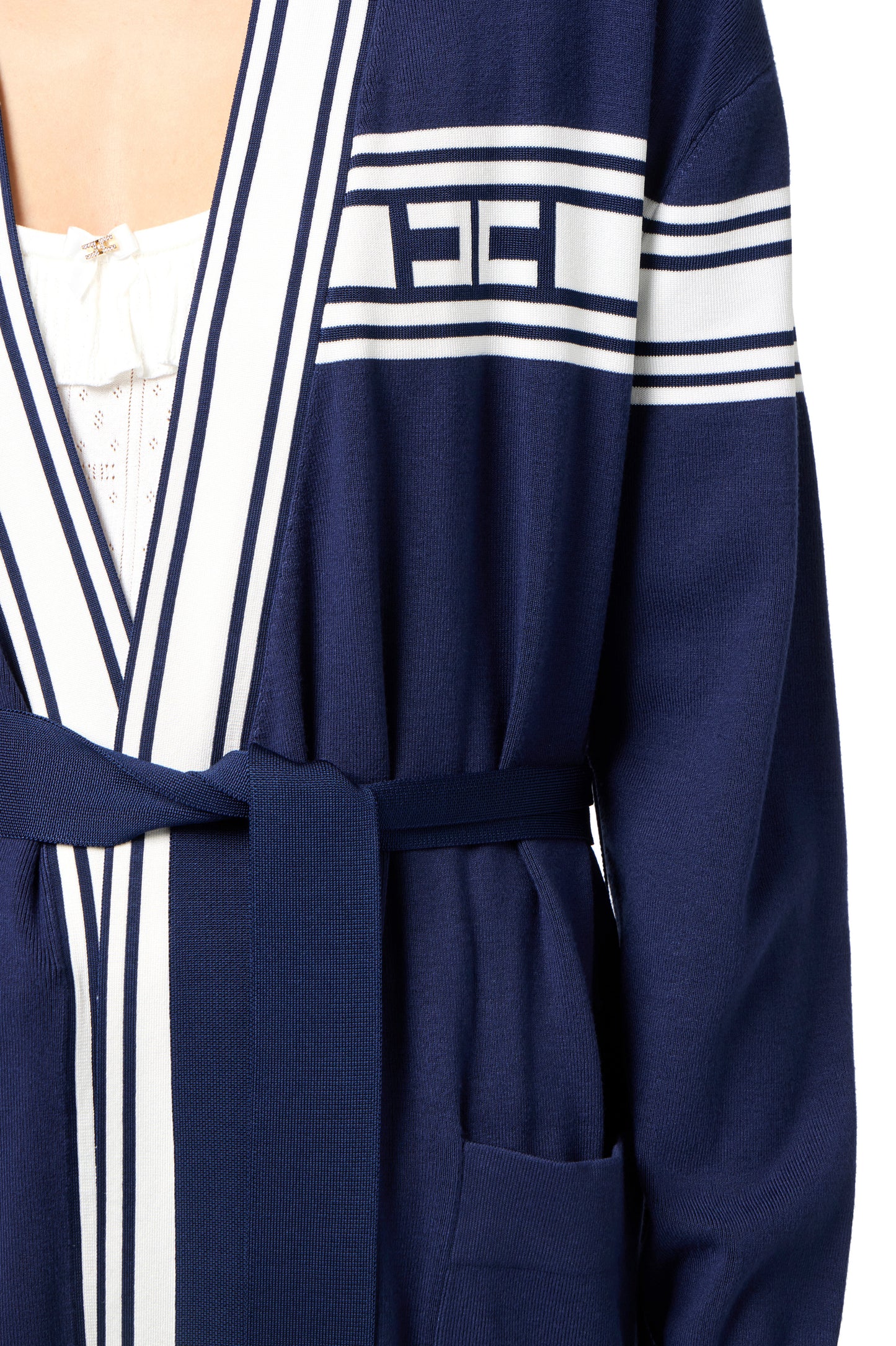 Viscose cardigan with contrasting bands