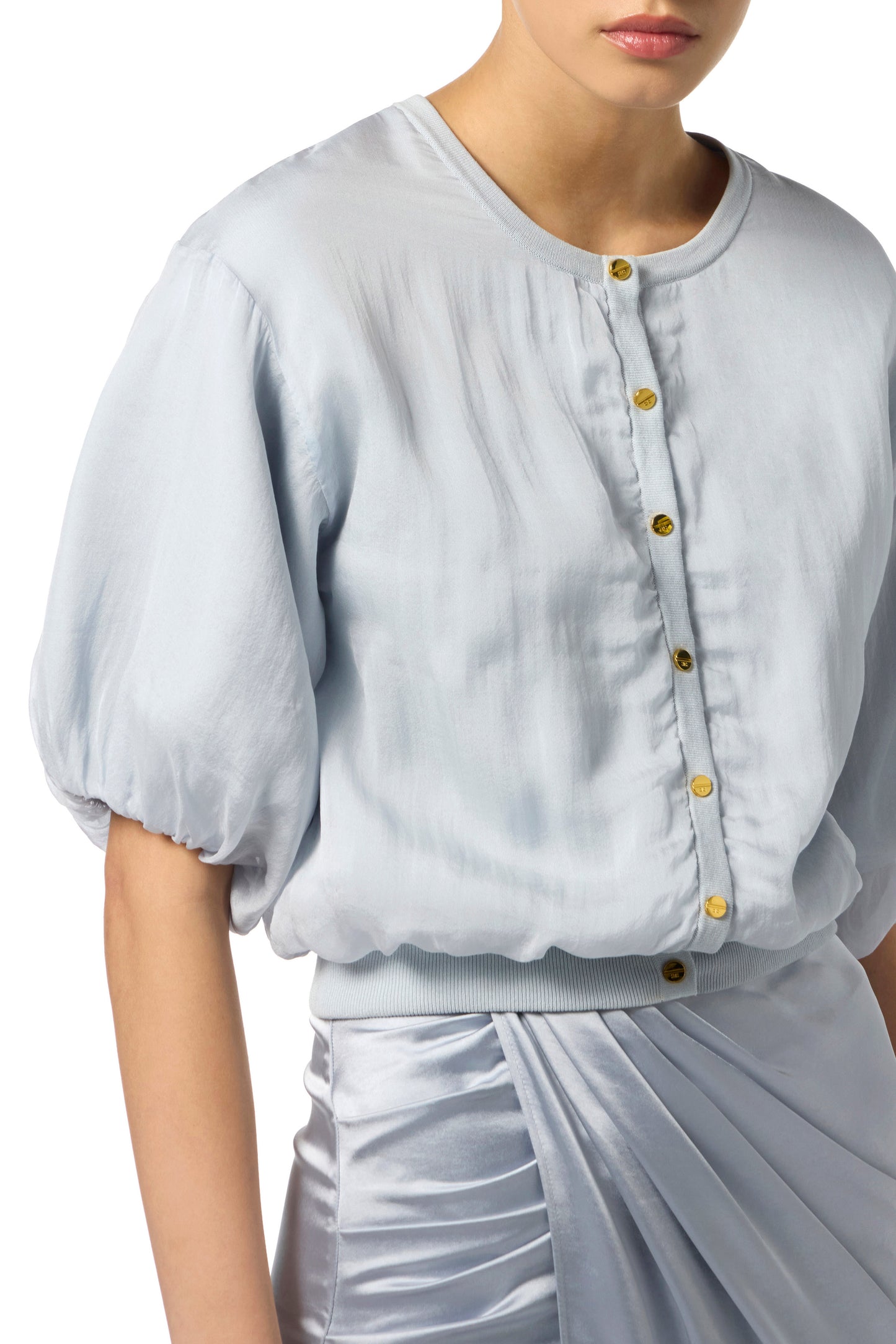 Voile cardigan with jewel buttons