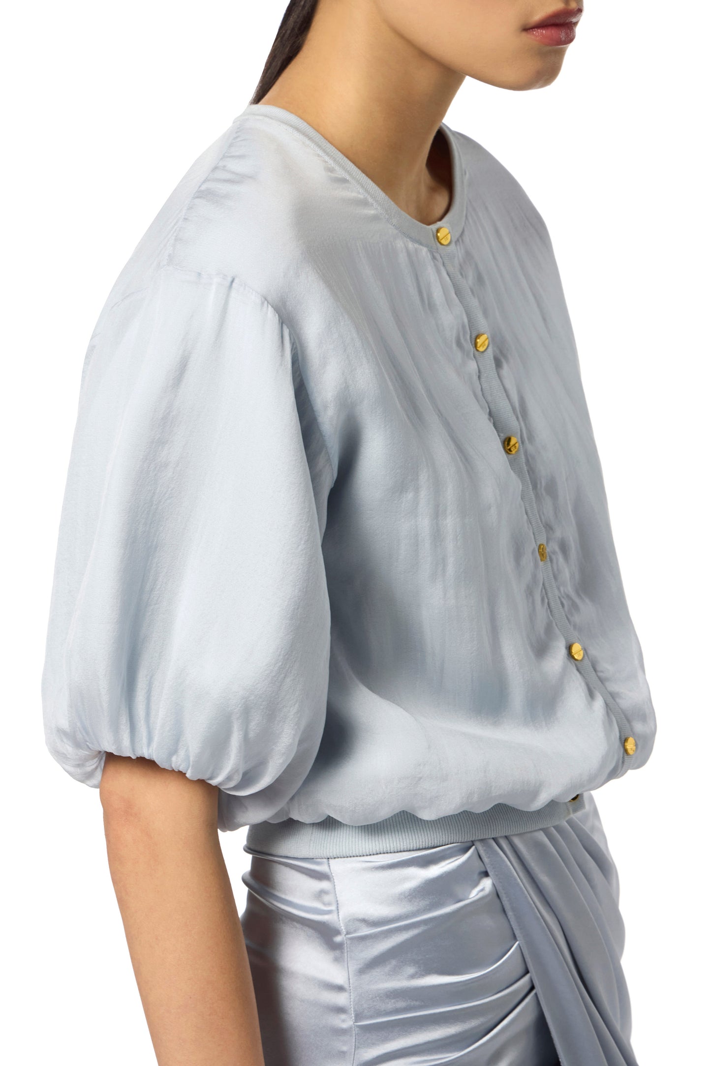 Voile cardigan with jewel buttons