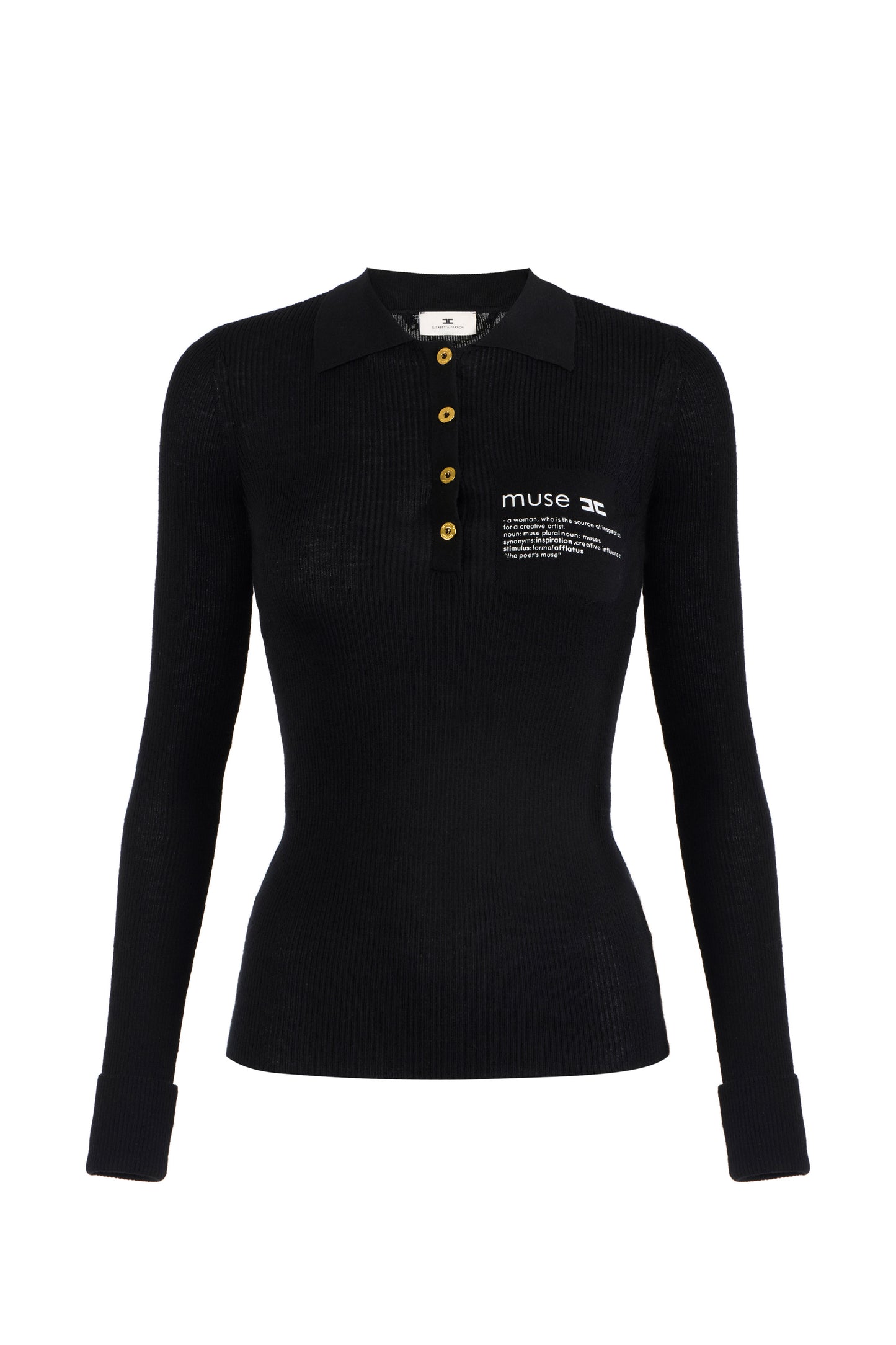 Knit polo shirt with lettering detail