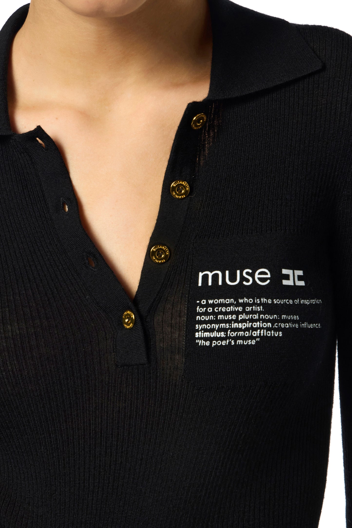 Knit polo shirt with lettering detail