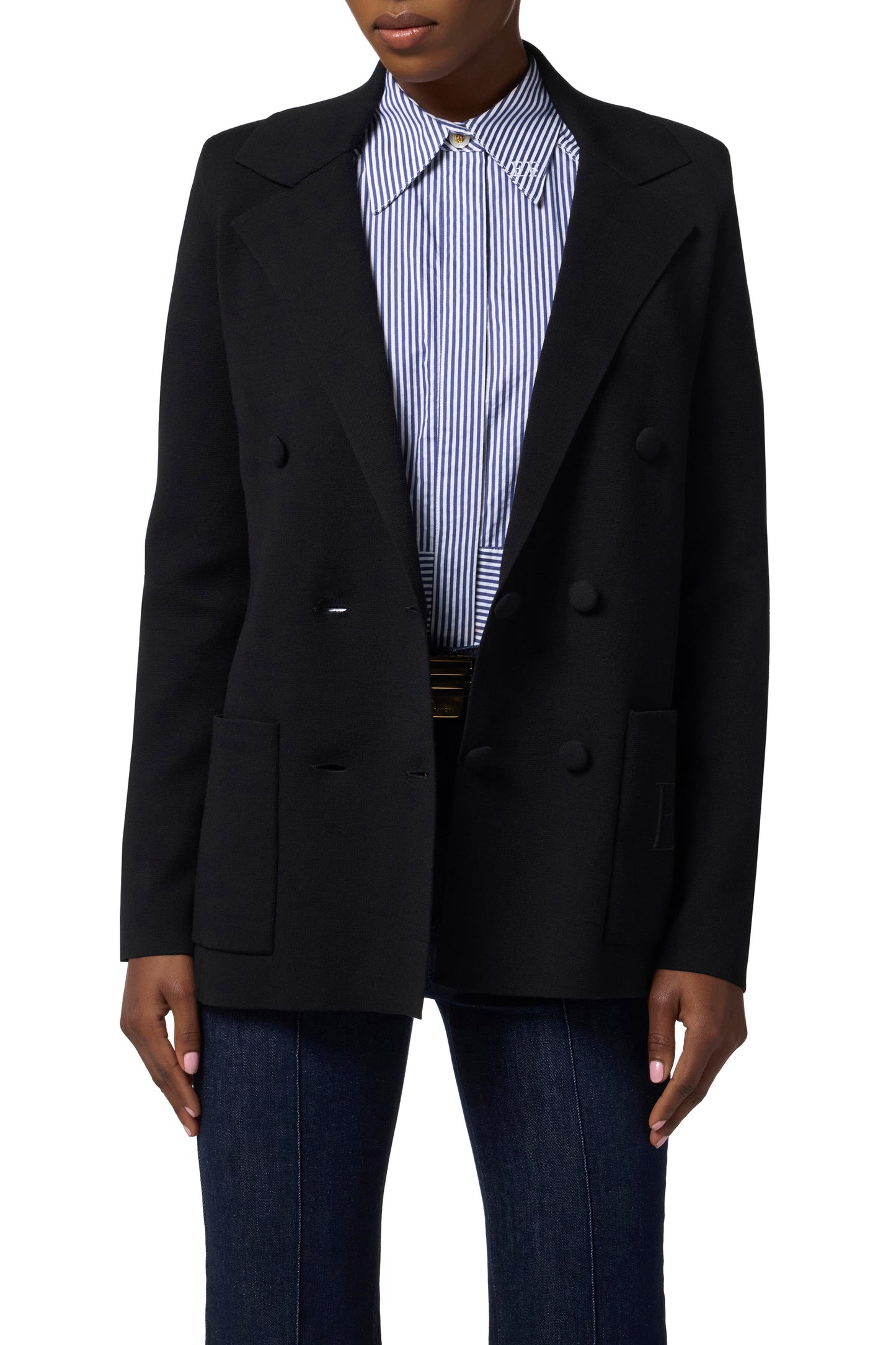 Knit jacket with embroidery