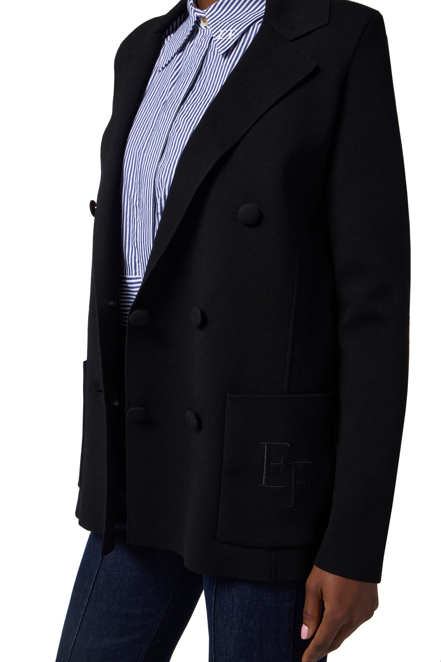 Knit jacket with embroidery