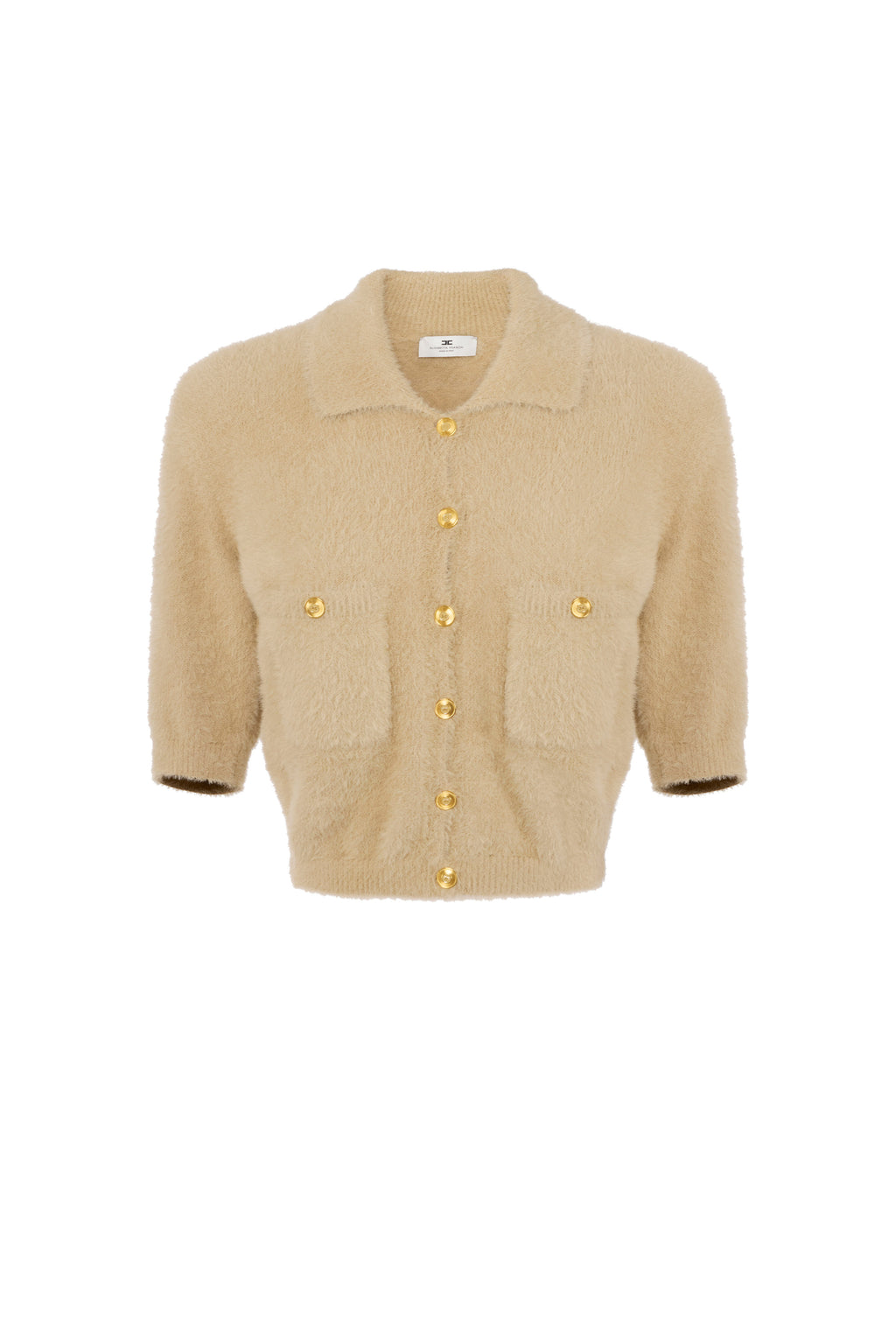 Mini cardigan in knit fabric with jewel buttons