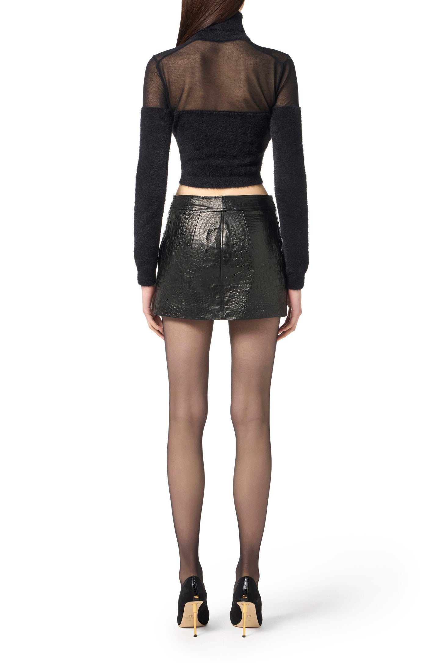 Turtleneck top in knit fabric with jewel logo