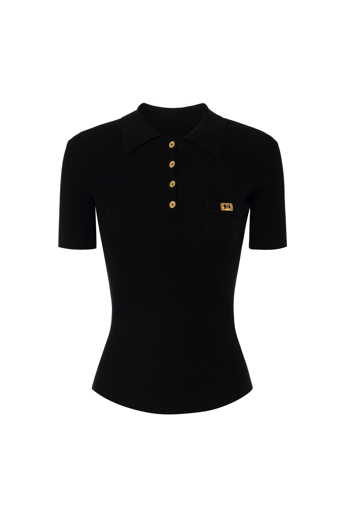 Micro-ribbed polo shirt with breast pocket